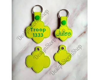 Diseño de bordado DE LLAVES FOB / PESTAÑA TREFOIL snap / etiqueta de ojal en blanco scout para llavero / Descarga digital instantánea / en el llavero / galleta