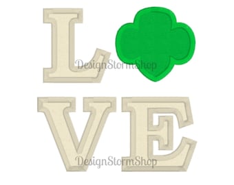 Scout Applique Design/Girl/Love Trefoil Machine Embroidery/Instant Download File