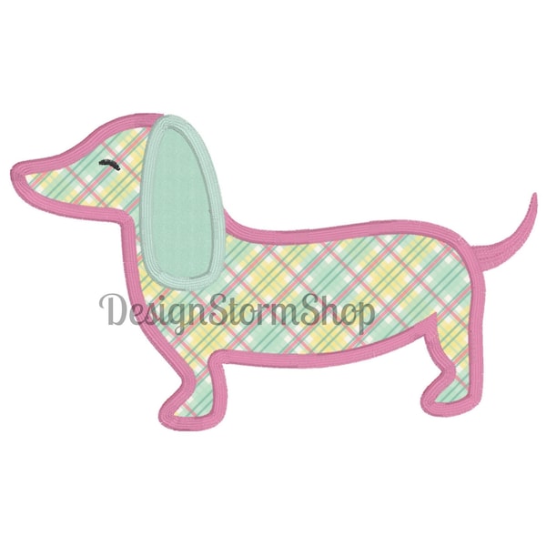 Dog Applique Design Dachshund Machine Embroidery Design Instant Digital Download File Boy or Girl Animal