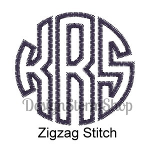 6 Sizes/Circle Monogram Font Applique Design/ZigZag Stitch/Machine Embroidery/Instant Digital Download