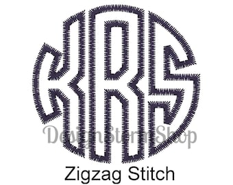 6 Sizes/Circle Monogram Font Applique Design/ZigZag Stitch/Machine Embroidery/Instant Digital Download