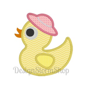 Duck Applique Design/Machine Embroidery Rubber Ducky Girl Cute/Instant Download File/4x4,5x7/Easter