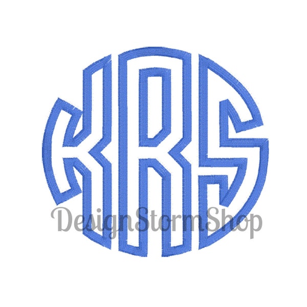 Kreis Monogramm Schrift Applikation Design/Maschine Embroidery/6 Größen/Instant Digital Download/Satin Stitch