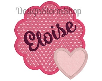 Diseño de aplique de corazón con marco festoneado/Aplique de amor festoneado/Bordado de San Valentín/Descarga instantánea de archivos