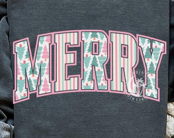 Merry Preppy Christmas- Coquette Christmas- Preppy Coquette Southern Christmas- Pastel Christmas- Pink Christmas- Christmas DTF Digital File