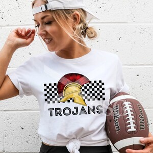 Trojans Mascot Retro School Spirit Game Day Football Sublimation Png Digital Design - Checkerboard Trojan Mascot Png
