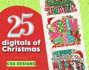25 Days of Christmas- Trendy New Printable DTF File Bundle
