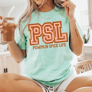 Pumpkin Spice Varsity PSL Letters - Retro Pumpkin Spice Sublimation Design- Varsity Letter Png