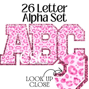 Pink Leopard Alpha Varsity Letter Sublimation Leopard Png Digital Design Dtf Printable File