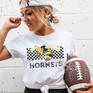 Hornets Game Day Fan Mascot Football Png Sublimation Dtf Design Retro Checkerboard Digital School Spirit