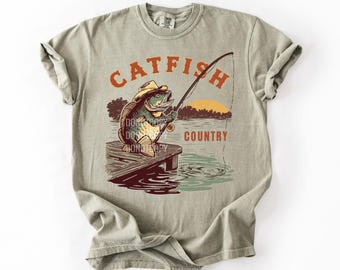 Catfish Country- Men's Gone Fishing - Boating Floating Lake Days Southern Lifestyle Country Boy Printable PNG Digital Design