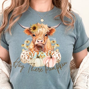 Hay There Pumpkin Highland Cow Fall PNG- Highland Cow Sublimation Design - Cow Halloween Digital - Fall Pumpkin Dtf Design