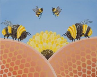 Bumblebees and Honeycomb Fine Art Print
