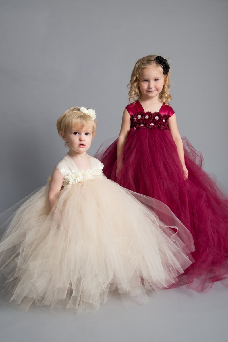 Tulle flower girl dress Pageant dress-Princess dress-Beige flower dress Flower girl dress Champagne Dress Tulle dress-InfantToddler