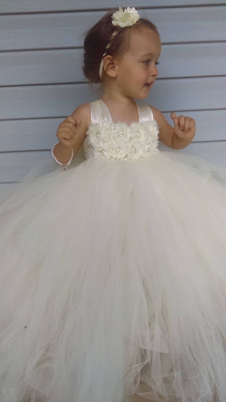Pageant dress Tulle dress-InfantToddler Flower girl dress Tulle flower girl dress Princess dress Ivory Dress Ivory flower dress