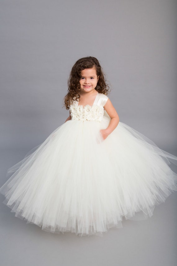 Flower girl dress Tulle flower girl dress Ivory Dress Etsy