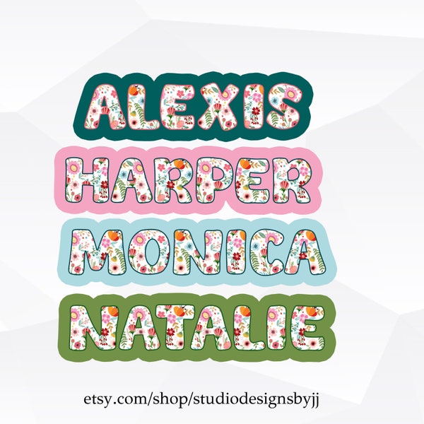 Personalized Waterproof Name Sticker | Flower Sticker | Laptop Sticker | Decal | Floral | Planner Sticker | Customized Vinyl Sticker