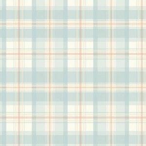 Classic Plaid Wallpaper, Pastel Blue Nursery Feature Wall, Shabby Cottage Check Kitchen, Scottish Checkered Print - 12"x9" Sample AB27603so