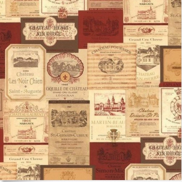 Country French Wine Stamp Wallpaper, Antique Bottle Crate Labels, Rustic Old World Bar, Vintage Tuscan Vineyard - 12"x9" Sample KK26754so