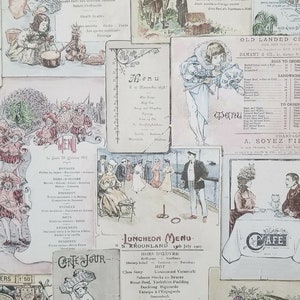 Papel tapiz vintage de Café de París, mural con menú de brasserie antigua, restaurante del Viejo Mundo, cocina campestre francesa - Muestra de 30 x 23 cm FK26955so