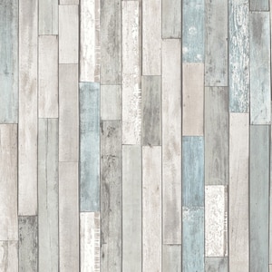 Pale Blue Gray Shiplap Wallpaper - Rustic Coastal Cottage, Reclaimed ...