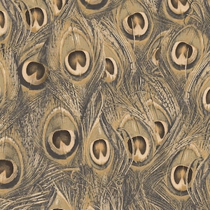 Goldene Pfauenfeder Tapete, bezauberndes Badezimmer Wandbild, Tierdruck BoHo Wohnzimmer, Eklektisches Safari-Dschungel - 30,5 x 23,5 cm Muster MH36521so