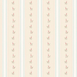 Shabby Chic Cottage Watercolor Floral Stripe Wallpaper - Petite Rose Country Farmhouse Bathroom, Small Flower Nursery -By The Yard AB27642so