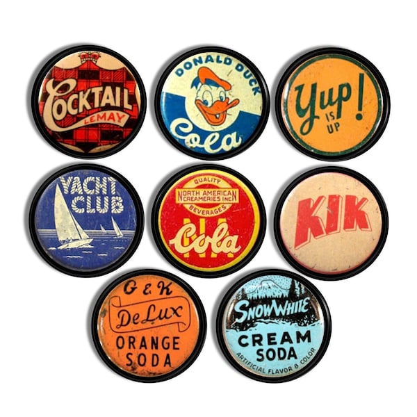 Vintage Beverage Cabinet Knobs, Retro Soda Shop Kitchen Cupboard, Pop Bottle Cap Drawer Pull, Antique Furniture Handle 915D1 #1 R2