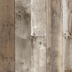 Reclaimed Barnwood Slat Wallpaper – Distressed Driftwood Plank, Rustic Farmhouse Wood Accent, Peel Stick Removable - 12"x9" Sample RE555so