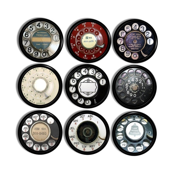 Old Antique Rotary Phone Dial Drawer Pull Set, Industrial Steampunk Furniture Knob, Telecom Engineer Gift, Vintage Office Cabinet 815T19 #4