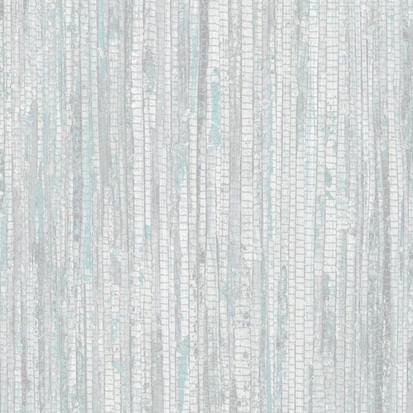 Rustic Weathered Grasscloth Wallpaper, Chippy Distressed Paint, Farmhouse Laundry Accent, Turquoise Boho Beach House - 12x9" Sample G67960so