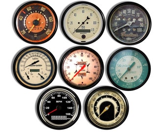 Speedometer Gauge Knobs, 8 Drawer Pull Set, Mancave Automobile Garage, Car Meter Cabinet Handle, Antique Steampunk Industrial Dial 119A1 #1