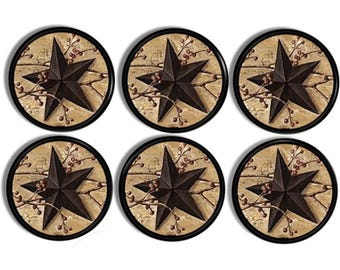 Primitive Barn Star Cabinet Knobs • Colonial Country Drawer Pulls • Rustic Early Americana Hardware • Farmhouse Homestead • 417L37 #2 Q.