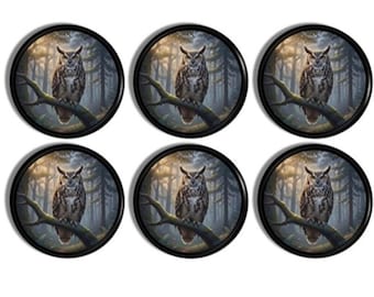 Great Horned Owl Cabinet Knobs • Woodland Lodge Drawer Pulls • Forest Wildlife Nature Decor • Rustic Cabin Retreat Hardware • 426A4 #2