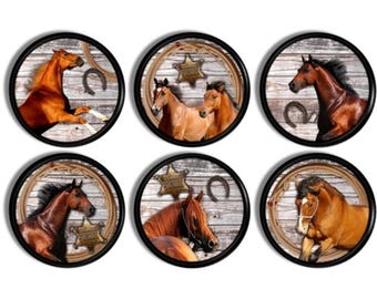 Western Horse Cabinet Knobs • Rustic Equine Drawer Pulls • Ranch Style Hardware • Country Rodeo Decor • Equestrian Tack Room • 417C1 #2 Q.