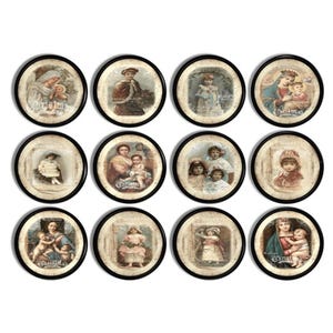 Vintage Christmas Cabinet Knobs • Victorian Holiday Postcard Drawer Pulls • Antique Christmas Card Art • Heirloom Hardware • 815O29 #3 .