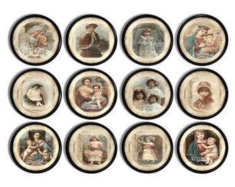Vintage Christmas Cabinet Knobs • Victorian Holiday Postcard Drawer Pulls • Antique Christmas Card Art • Heirloom Hardware • 815O29 #3 .