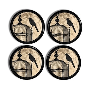Vintage Birdcage Cabinet Knobs • French Country Drawer Pulls • Shabby Chic Cottage Hardware • Romantic Bird • Paris Apartment • 1214PICY Q.