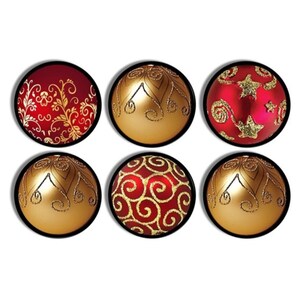 Christmas Cabinet Knobs • Vintage Ornament Art Drawer Pulls • Classic Red Gold Holiday Decor • Festive Kitchen Hardware 815Q44 .