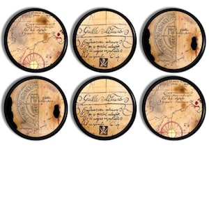 Treasure Map Art Dresser Knauf Set, Türgriff mit altem Piratenthema, einzigartiger maritimer Akzent Kinderschrank Schublade Pull 115D15 R2 .