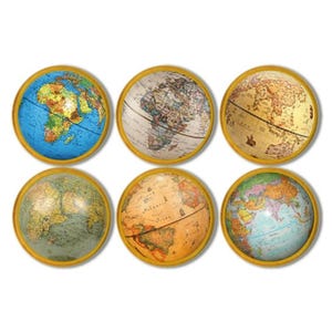 Vintage Globe Cabinet Knobs • World Map Drawer Pulls • Wanderlust Travel Decor • Office Furniture Hardware • Explorer Study Style • 816Q44 .