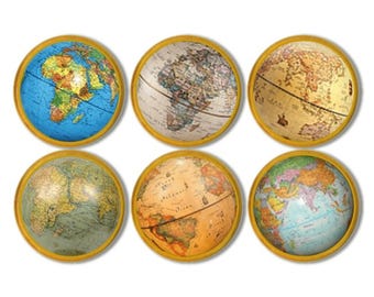 Vintage Globe Cabinet Knobs • World Map Drawer Pulls • Wanderlust Travel Decor • Office Furniture Hardware • Explorer Study Style • 816Q44 .
