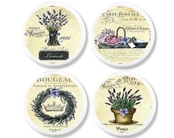 French Lavender Cabinet Knobs • Provence Cottage Drawer Pulls • French Country Botanical Hardware • Shabby Chic Romance • 816Q10 #2 Q.