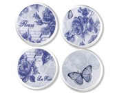 Blue Floral Toile Dresser Drawer Pull - Victorian, Shabby Cottage Knob, Chic Country French, Rose - Girly, Bathroom Cabinet, Bedroom - 315C3