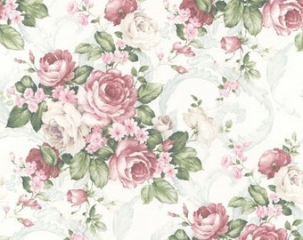 Shabby Pink Rose Floral Wallpaper, Girl Nursery Feature Wall, Victorian Garden Flower, Country Cottage Bathroom - 12 "x9" Sample CH22531so