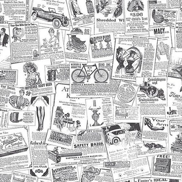 Vintage Newspaper Wallpaper, Old Newsprint Victorian Bathroom, Country Farmhouse Laundry Room, Antique Barber Shop - 12"x9" Sample BK32083so