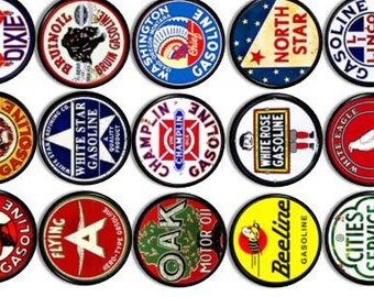 Vintage Oil And Gas Can Label Print Cabinet Knobs - Old Sign, Industrial, Garage Drawer Pulls - Mechanic Gift, Mancave, Mens Dresser - 816M1
