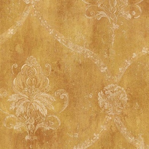 Handgemalte florale Damast Tapete – Vintage französisches Viktorianisches, verblasstes, antikes Swag Gitter, königlich verwitterte Wand -30x24cm Muster CH22566so