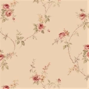 Tea Rose Floral Trail Wallpaper - Small Delicate Vine, Shabby Vintage Cottage Garden, Old Antique Victorian Farmhouse -By The Yard IM36400so