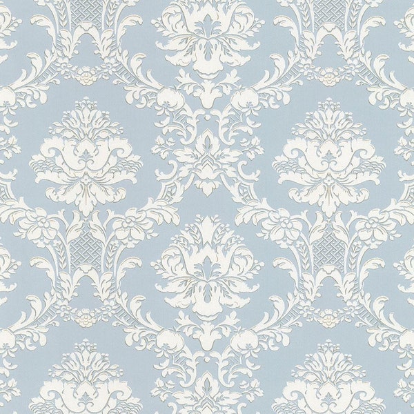 Victorian Floral Scroll Damask Wallpaper, Modern Vintage Farmhouse, Country French Cottage, Shabby Chic Bedroom Wall -12x9" Sample SD25646so